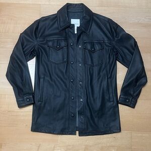 Avec Les Filles Black Leather Shirt Jacket | NWOT
